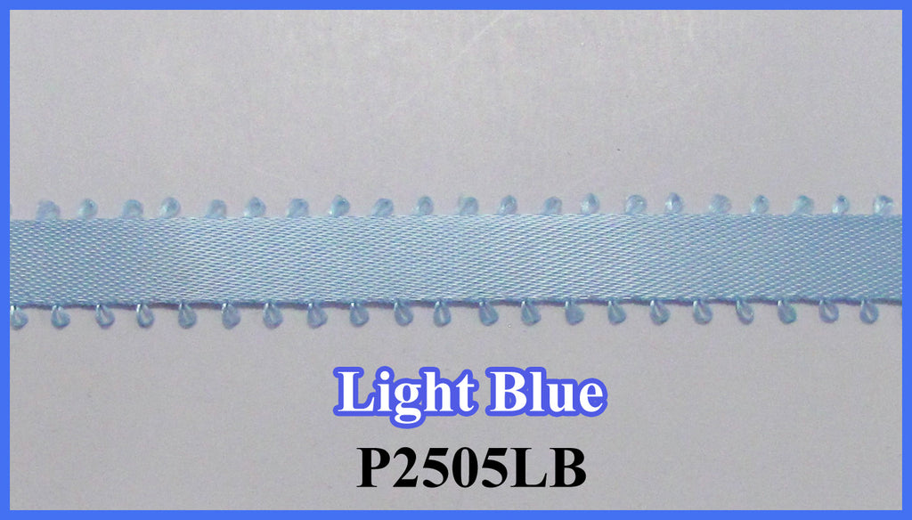 3/8" Picot Ribbon-LT BL-20 Yd