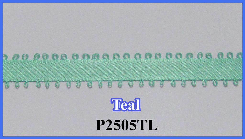 3/8" Picot Ribbon-Teal-20 Yd