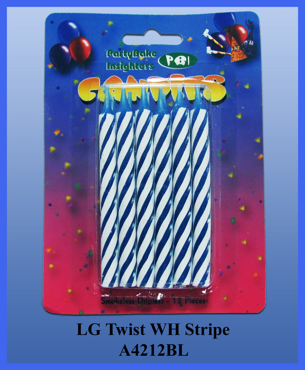 12PC Blue Twist Stripe Candles