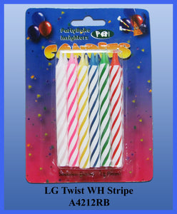 12PC Rb Twist Stripe Candles