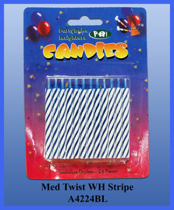 24PC Blue Twist Stripe Candles