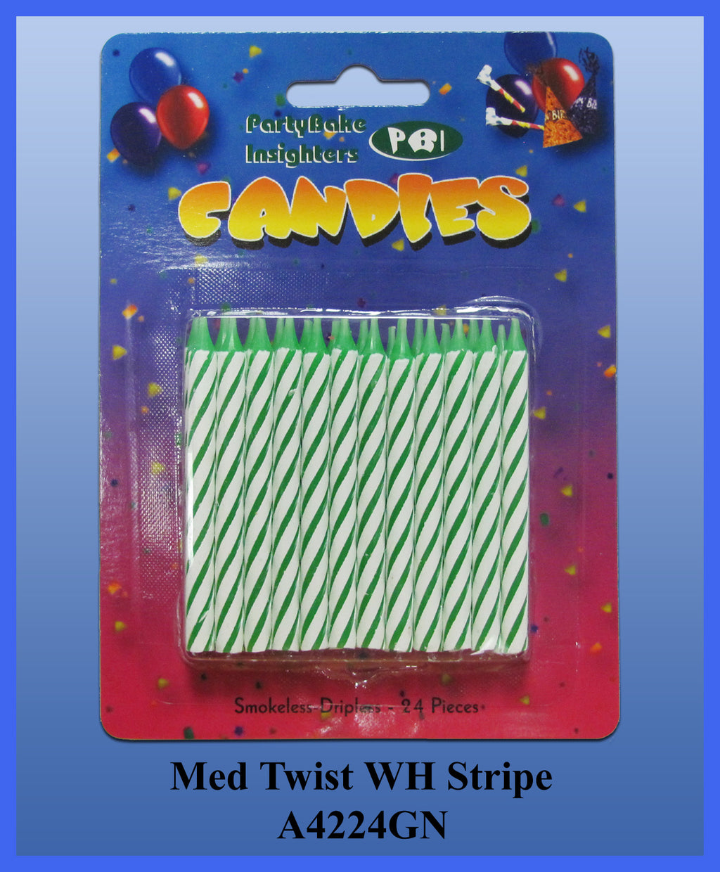 24PC Green Twist Stripe Candles