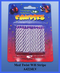 24PC Lavender Twist Stripe Candles