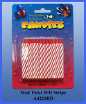 24PC Red Twist Stripe Candles