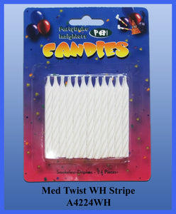 24PC White Twist Stripe Candles