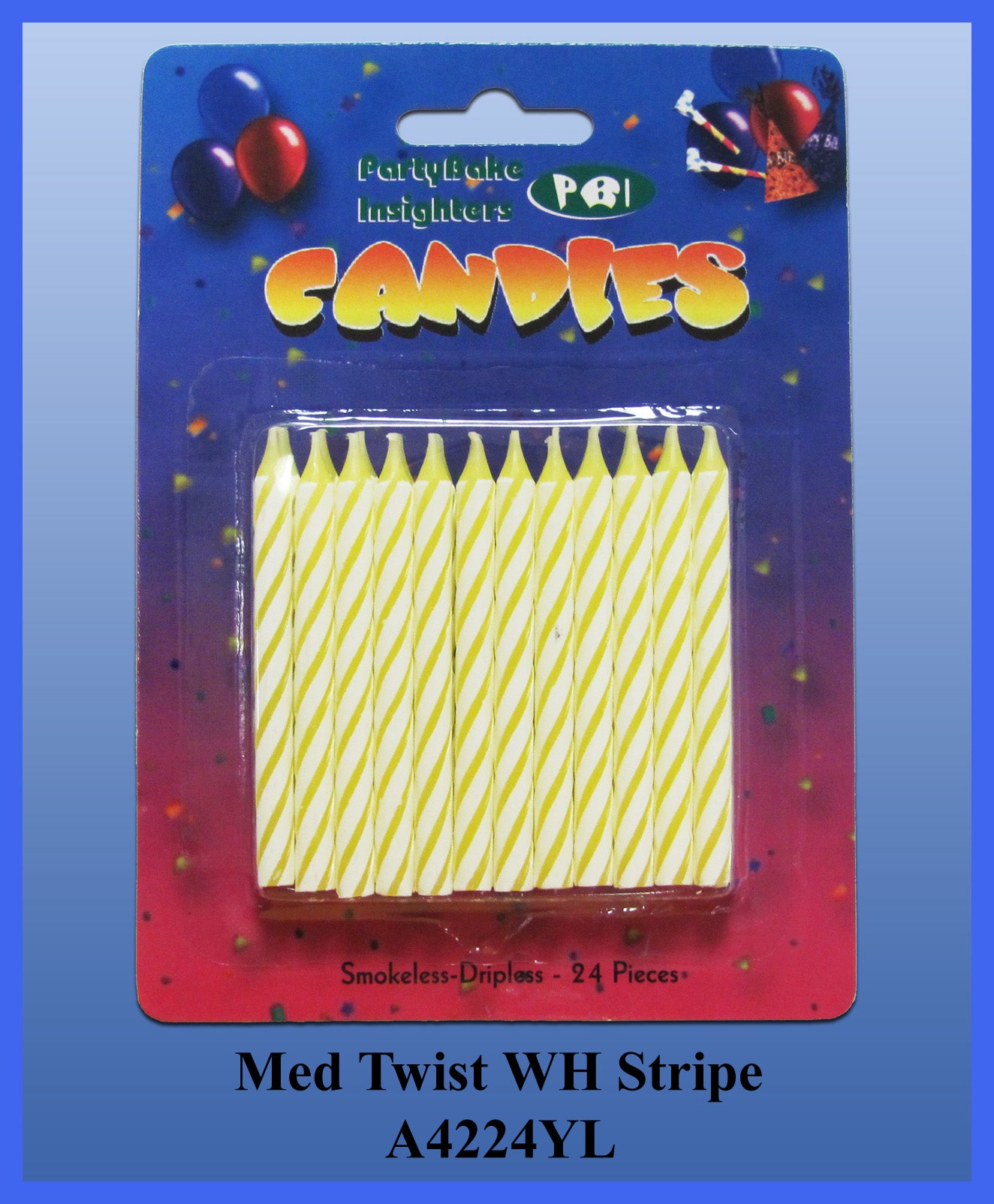 24PC Yellow Twist Stripe Candles