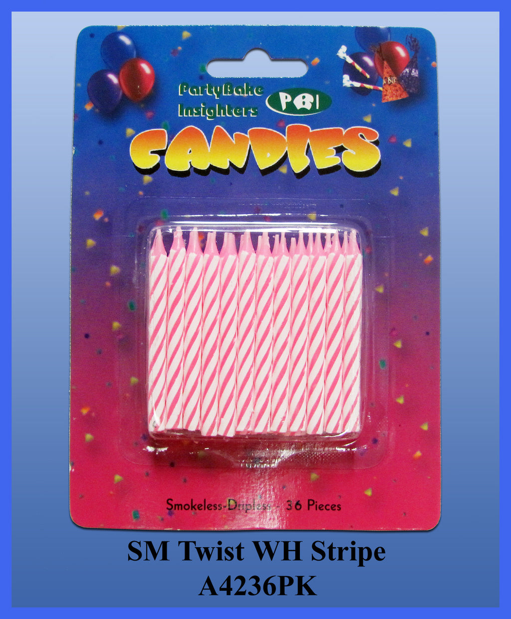 36PC Pink Twist Stripe Candles