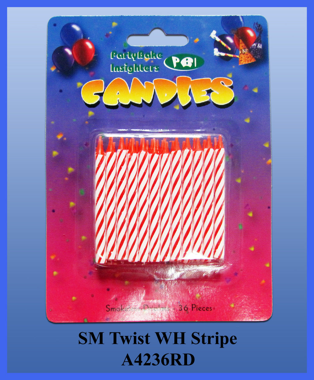 36PC Red Twist Stripe Candles