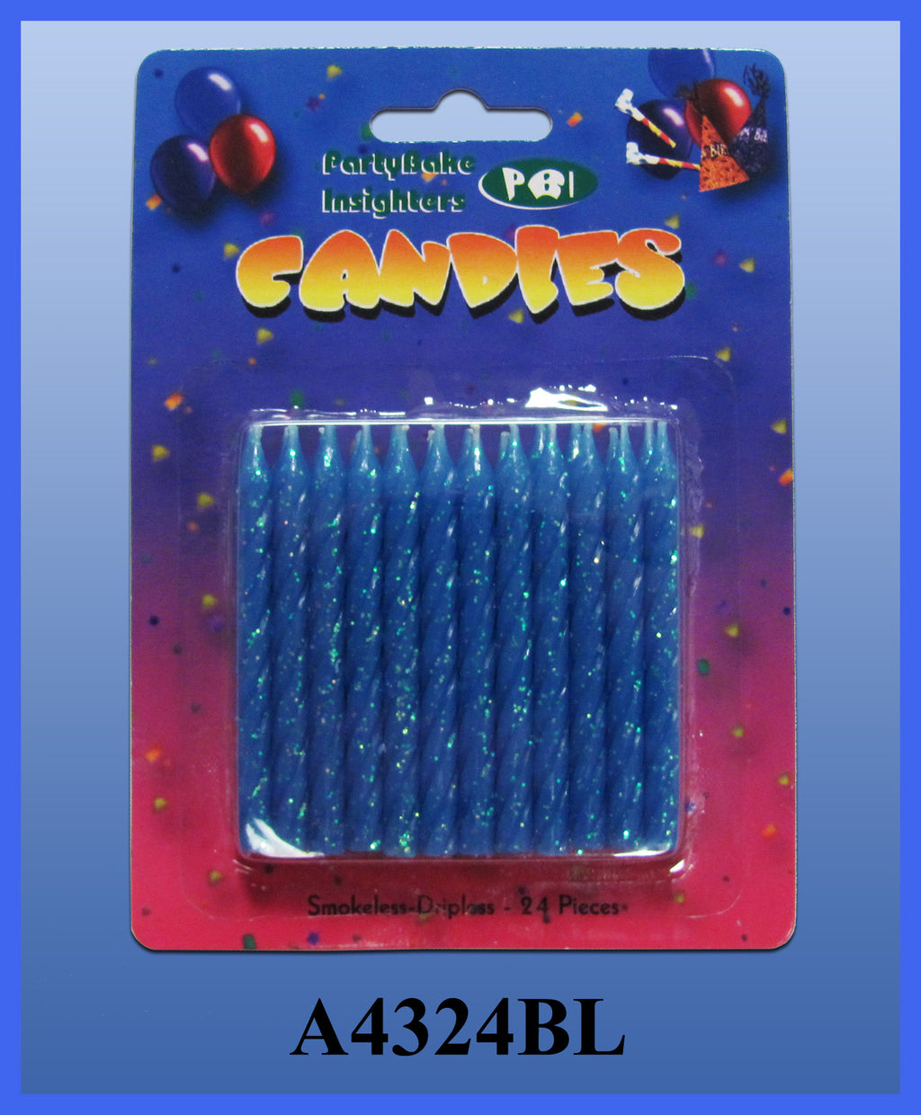 24PC Blue Glitter Candles