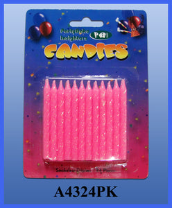 24PC Pink Glitter Candles