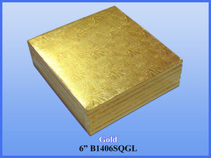 6" Square Foil Cake Drums - Gold