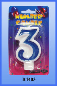 Blue Number 3 Candle