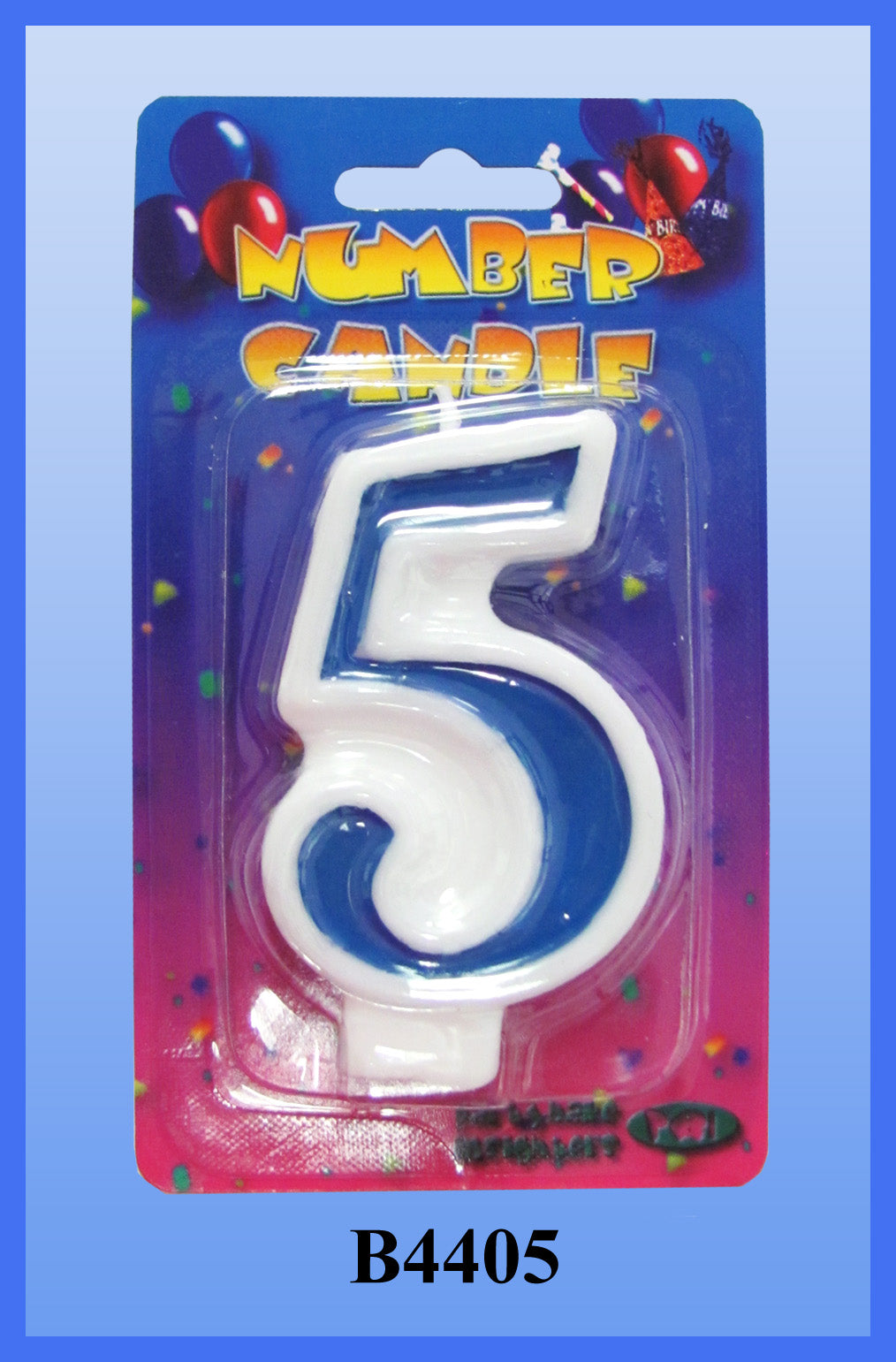 Blue Number 5 Candle