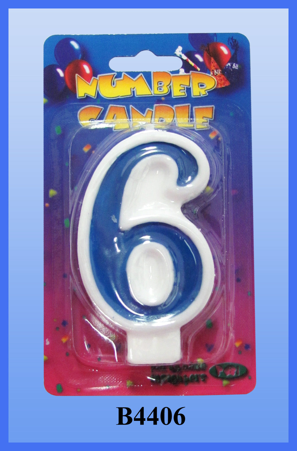 Blue Number 6 Candle