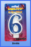 Blue Number 6 Candle