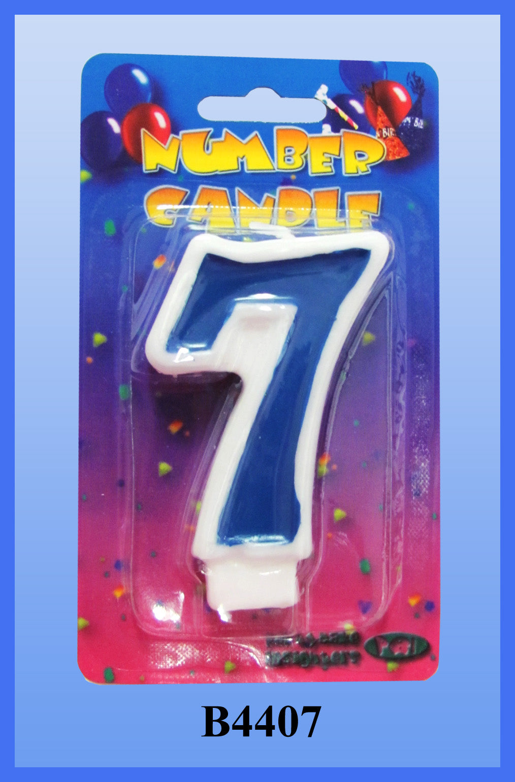 Blue Number 7 Candle