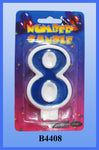 Blue Number 8 Candle