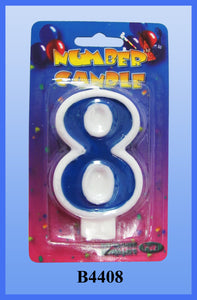 Blue Number 8 Candle