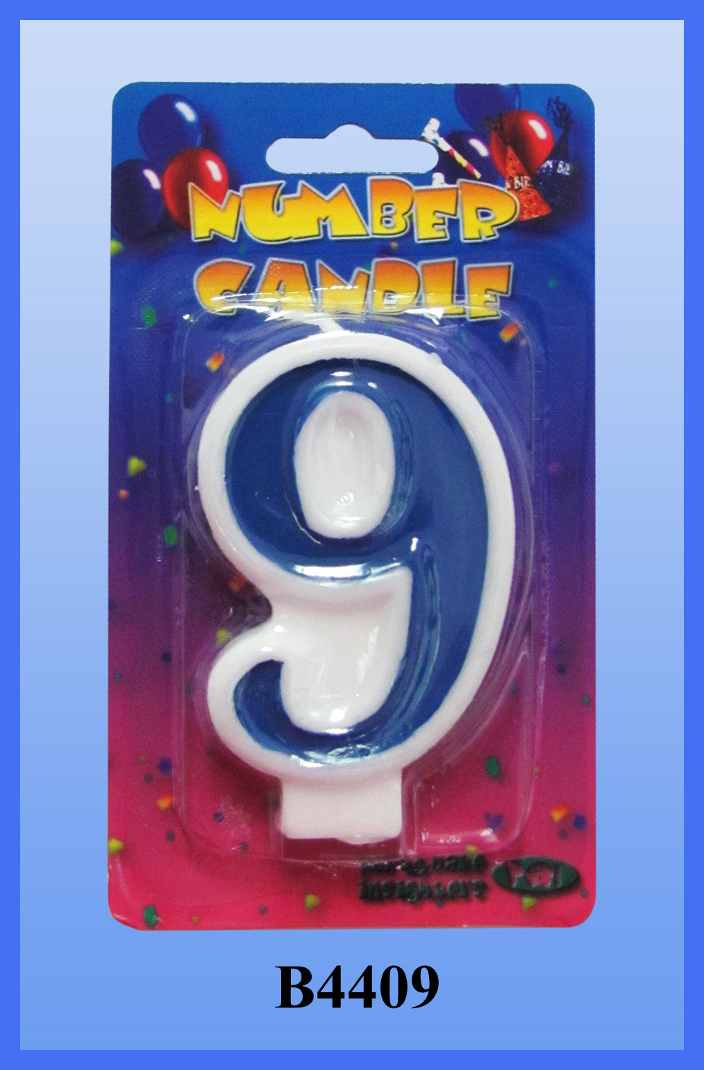 Blue Number 9 Candle