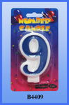 Blue Number 9 Candle