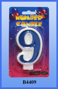 Blue Number 9 Candle