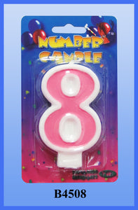 Pink Number 8 Candle