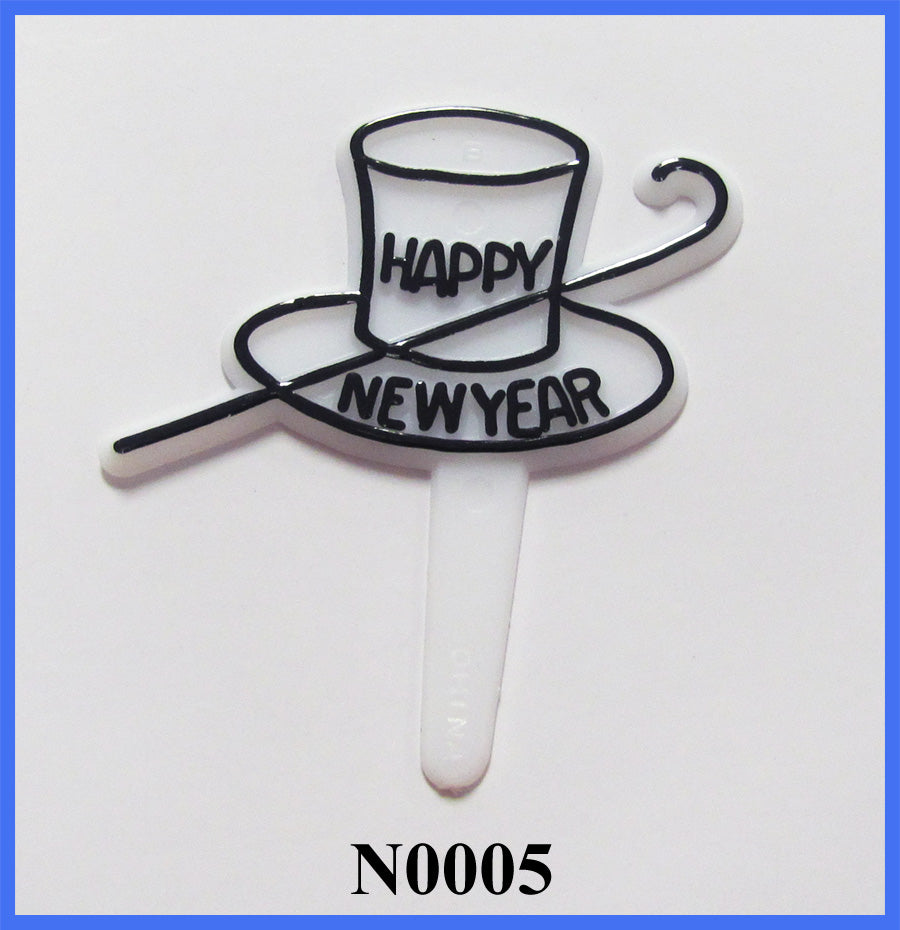 Happy New Year Hat & Cane Pick