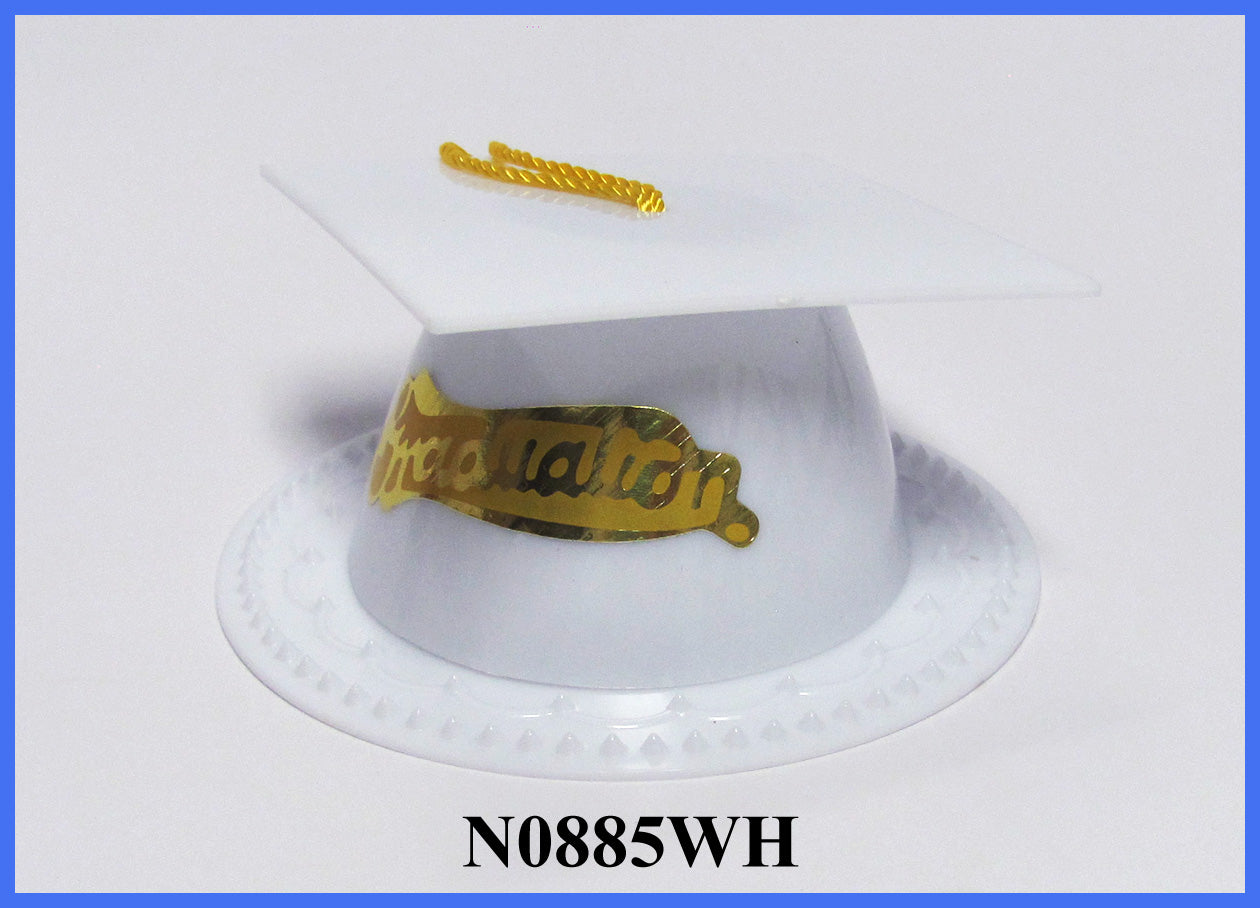 Wh Plastic Grad Hat w/Base