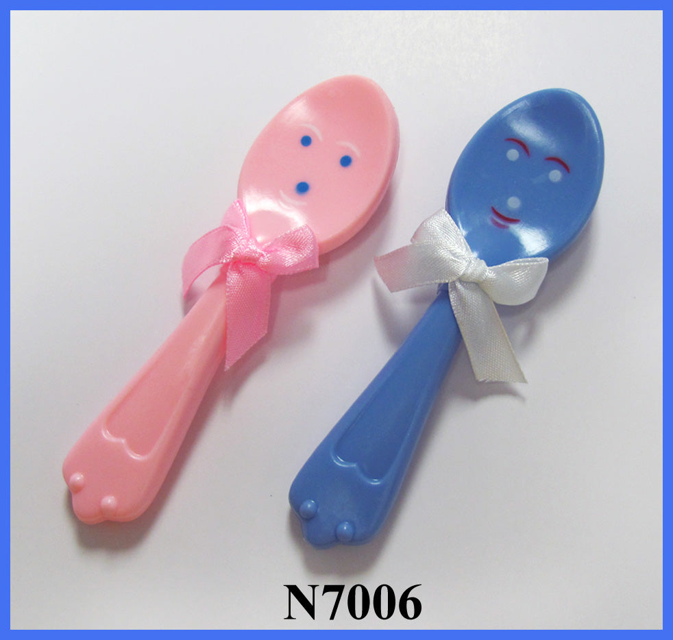 Spoon W/ Ribbon Blue & Pink