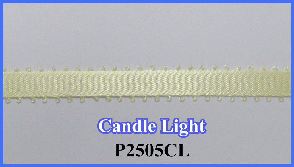 3/8" Picot Ribbon-Cndl Lt-20 Yd