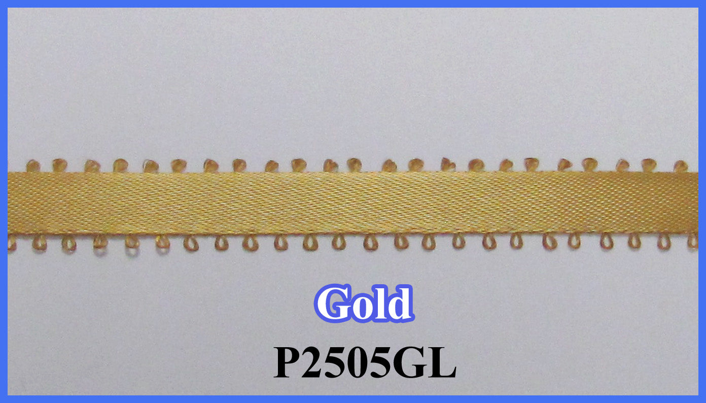 3/8 Gold Picot Ribbon- 20 Yd