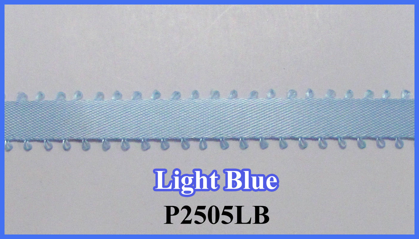 3/8" Picot Ribbon-LT BL-20 Yd