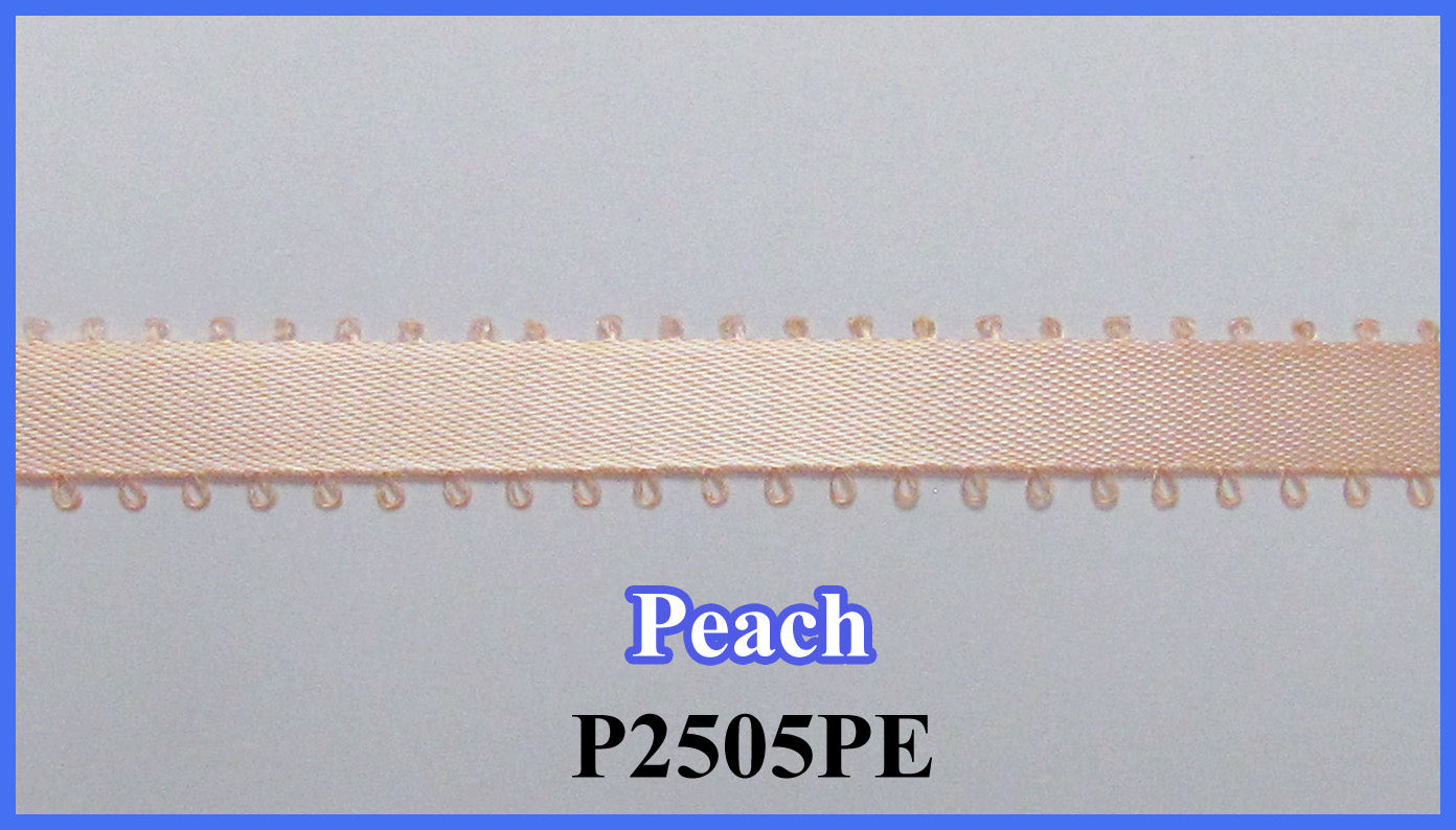 3/8" Picot Ribbon-Peach-20 Yd