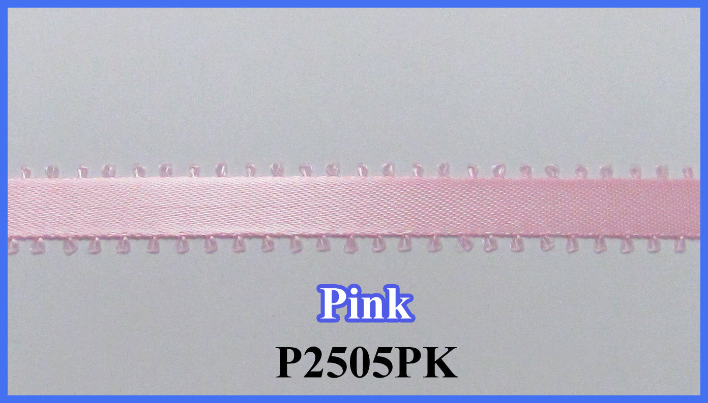 3/8" Picot Ribbon-Pink-20 Yd